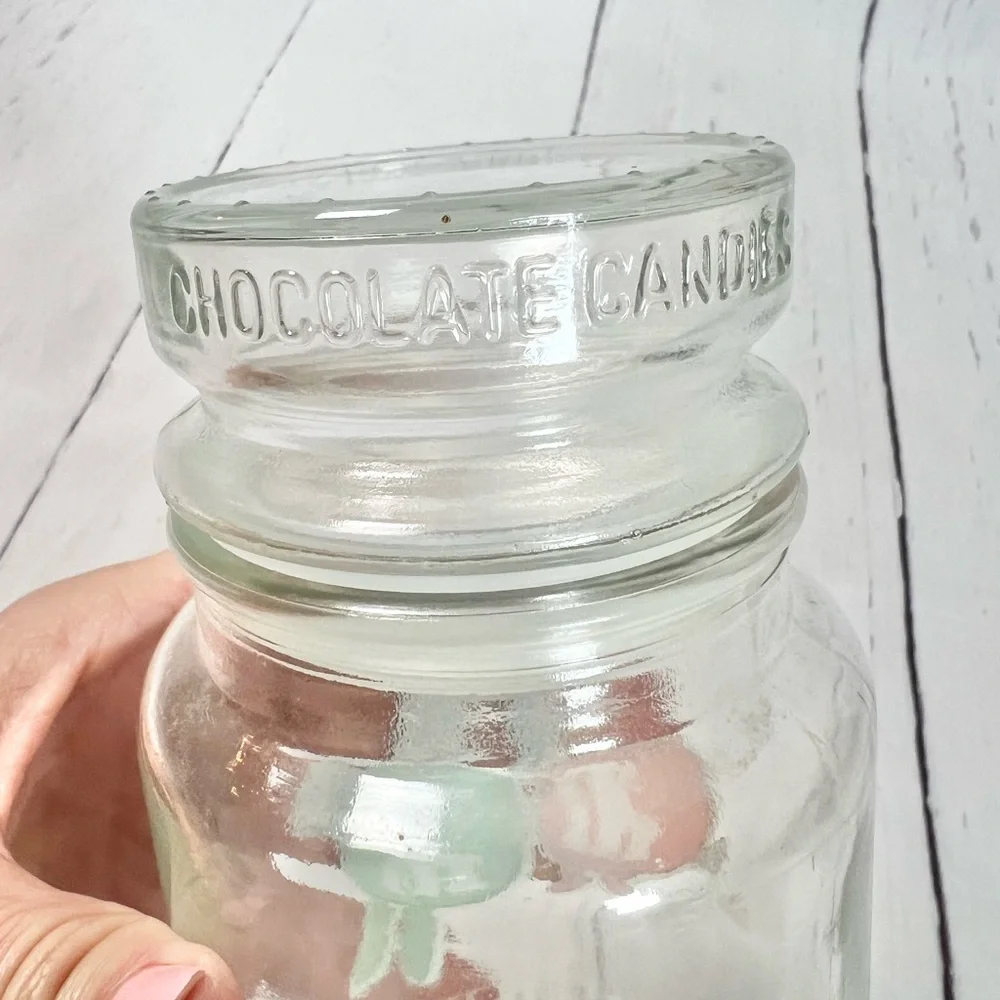 Vintage 1984 Los Angeles Olympics M&M Glass Candy Jar Anchor Hocking Lid